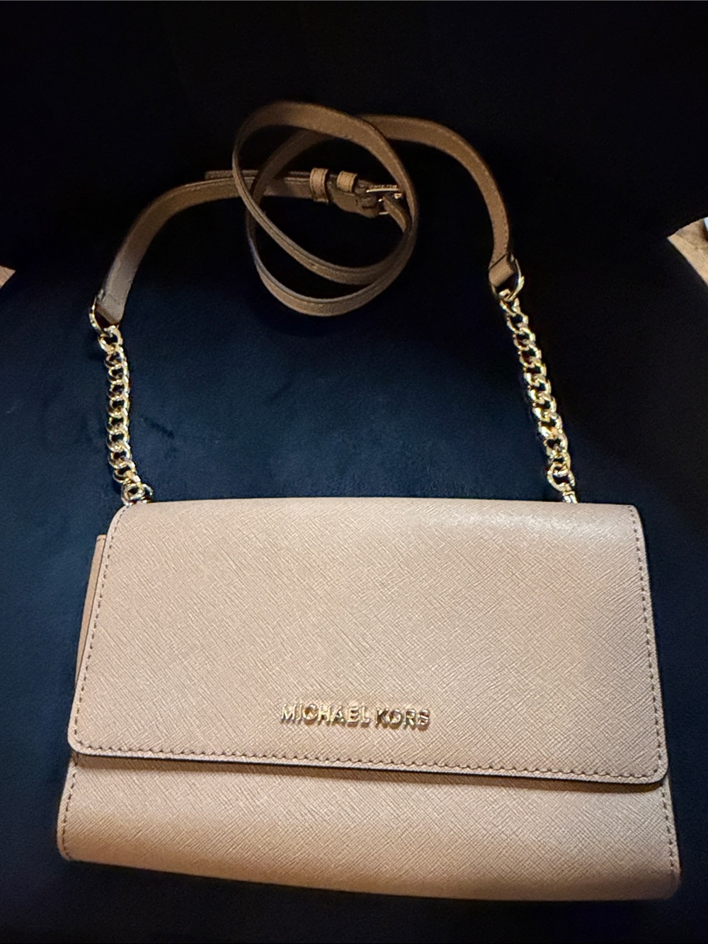 Michael Kors Crossbody with Gold Chain Light Brown